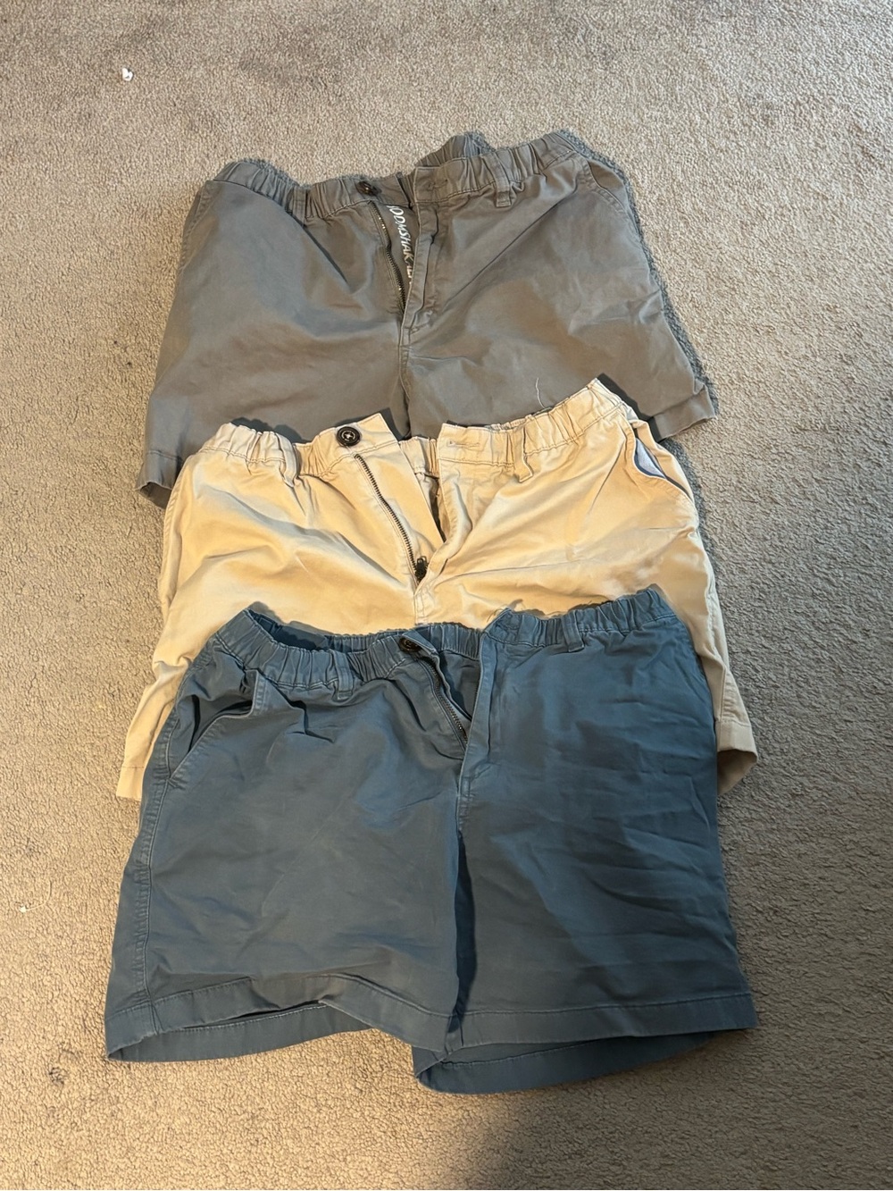 chubbies Men's Flat Front Shorts - Gray, Tan, Blue